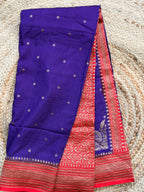 Purple with red Banarasi crepe chiffon konia design