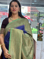 Deep purple and mint green crepe chiffon Banarasi sarees