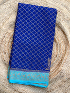 Royal blue and sky blue pure Banaras crepe