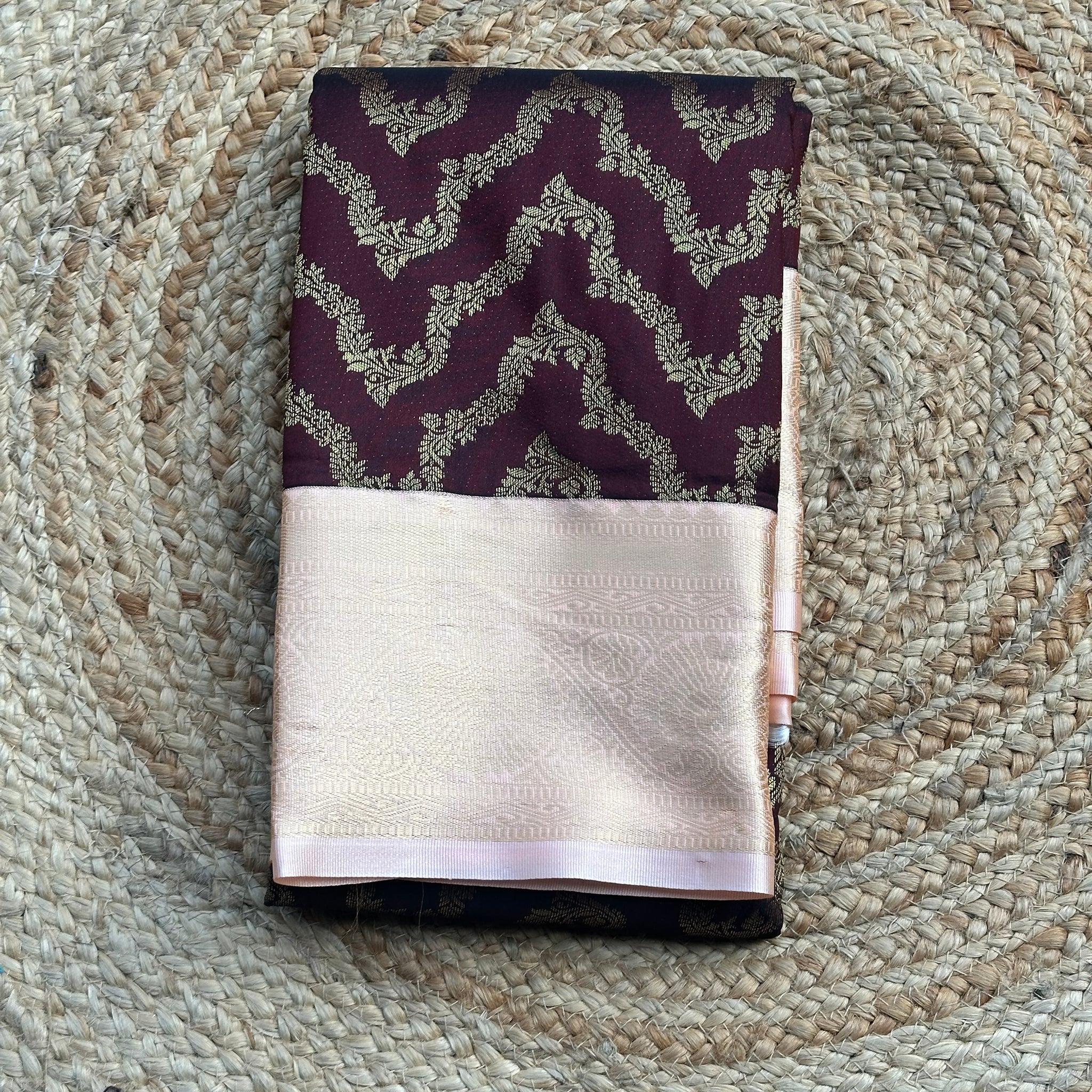 Coffee brown and peach semi Kanchi