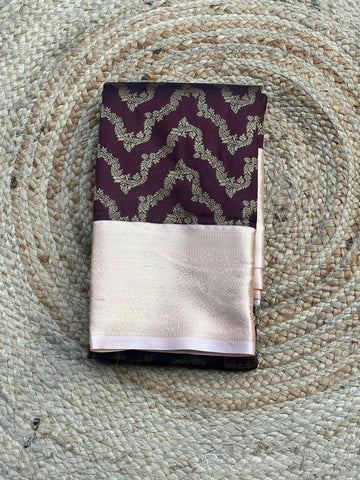 Coffee brown and peach semi Kanchi