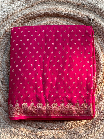 Rani pink pure crepe bananas silk sarees