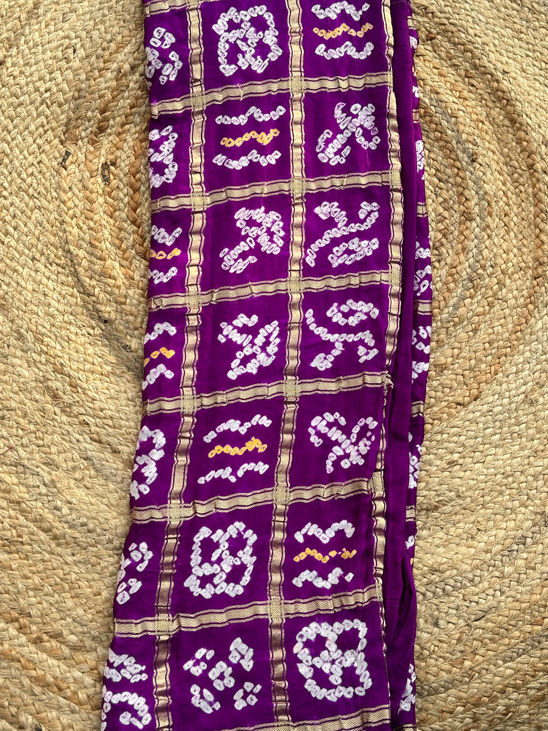 Purple pure gajji silk Bandini prints and blouse