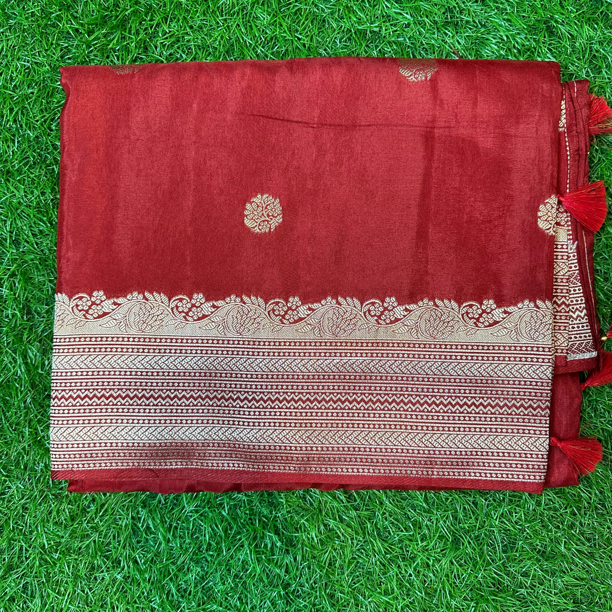 Marron dola silk with designer blouse