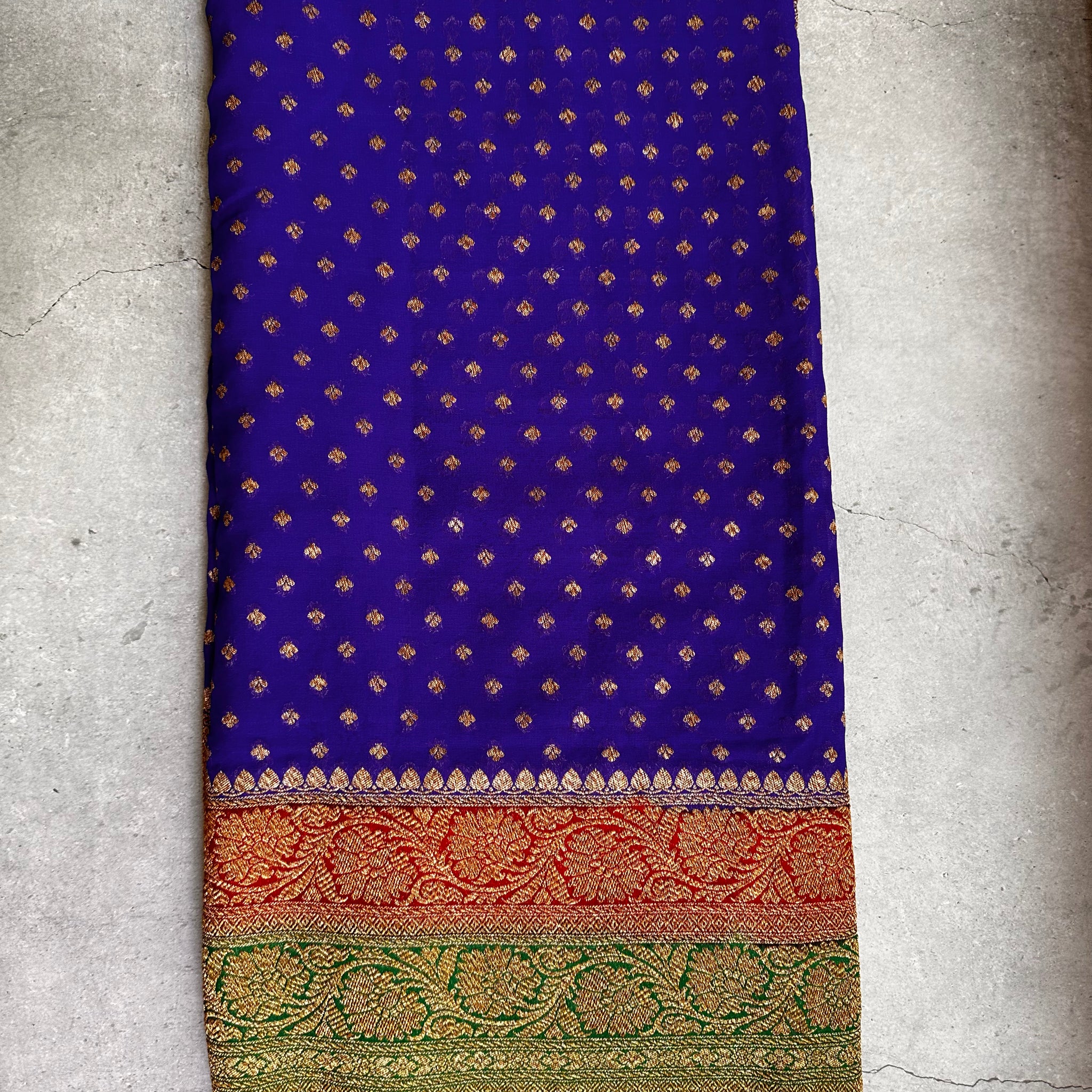 Blue pure Khadi Georgette in 3D pattern