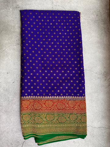 Blue pure Khadi Georgette in 3D pattern