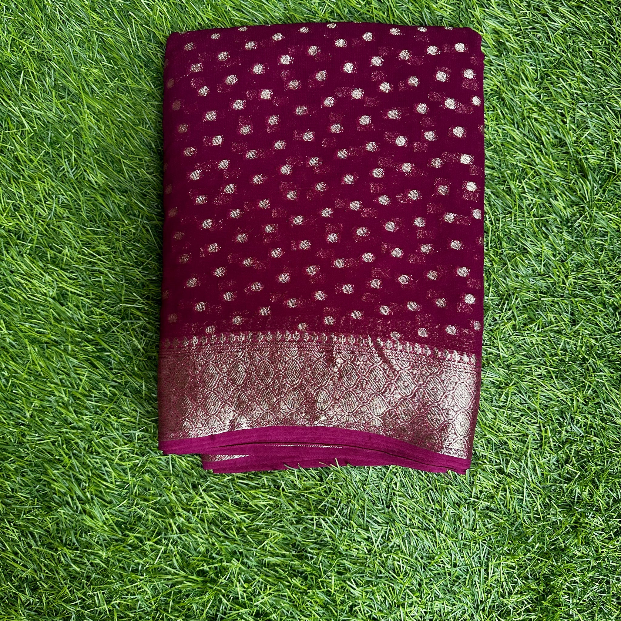Semi Khadi georgette in wine colour