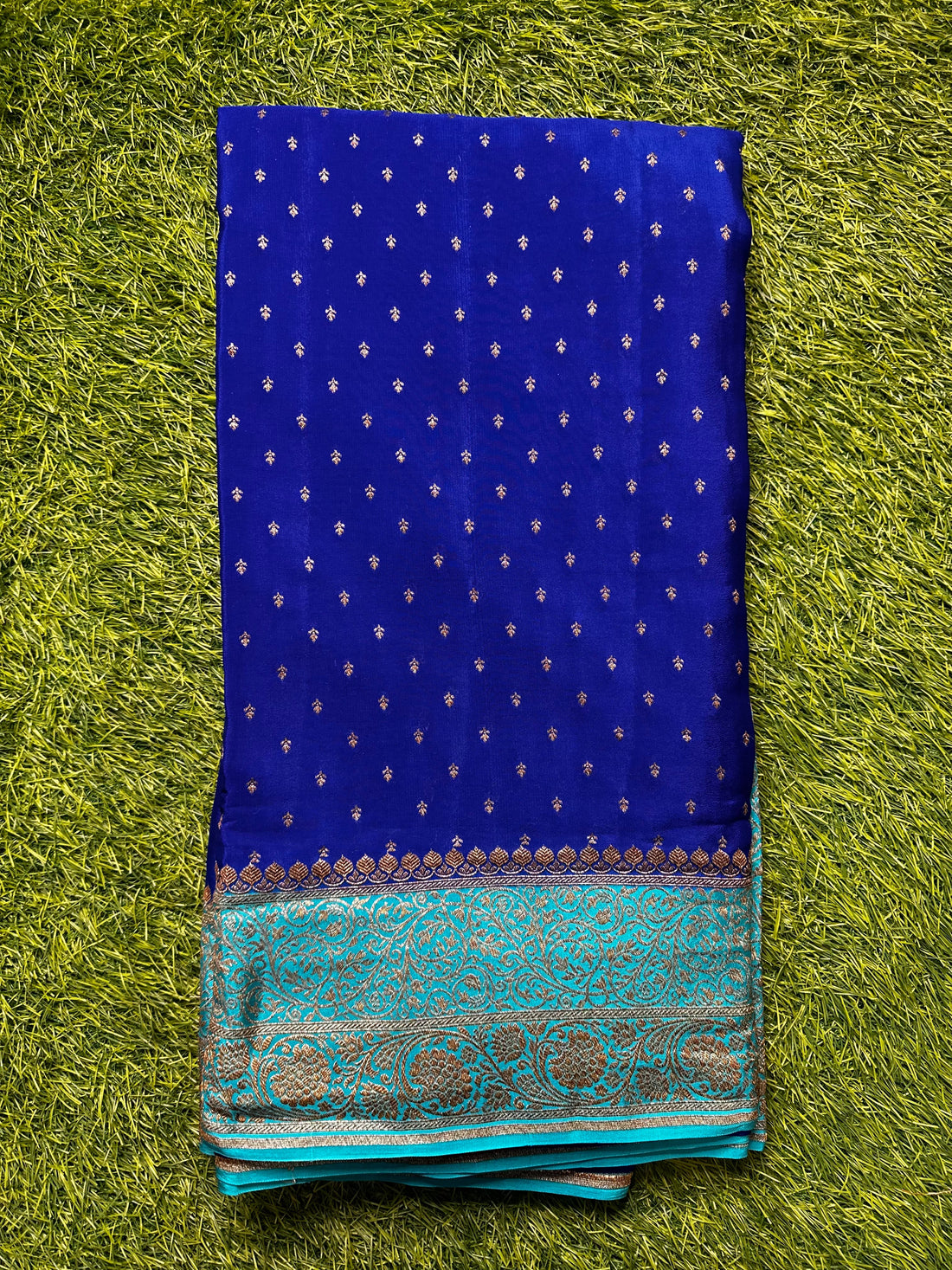 Royal blue  pure crepe Banaras