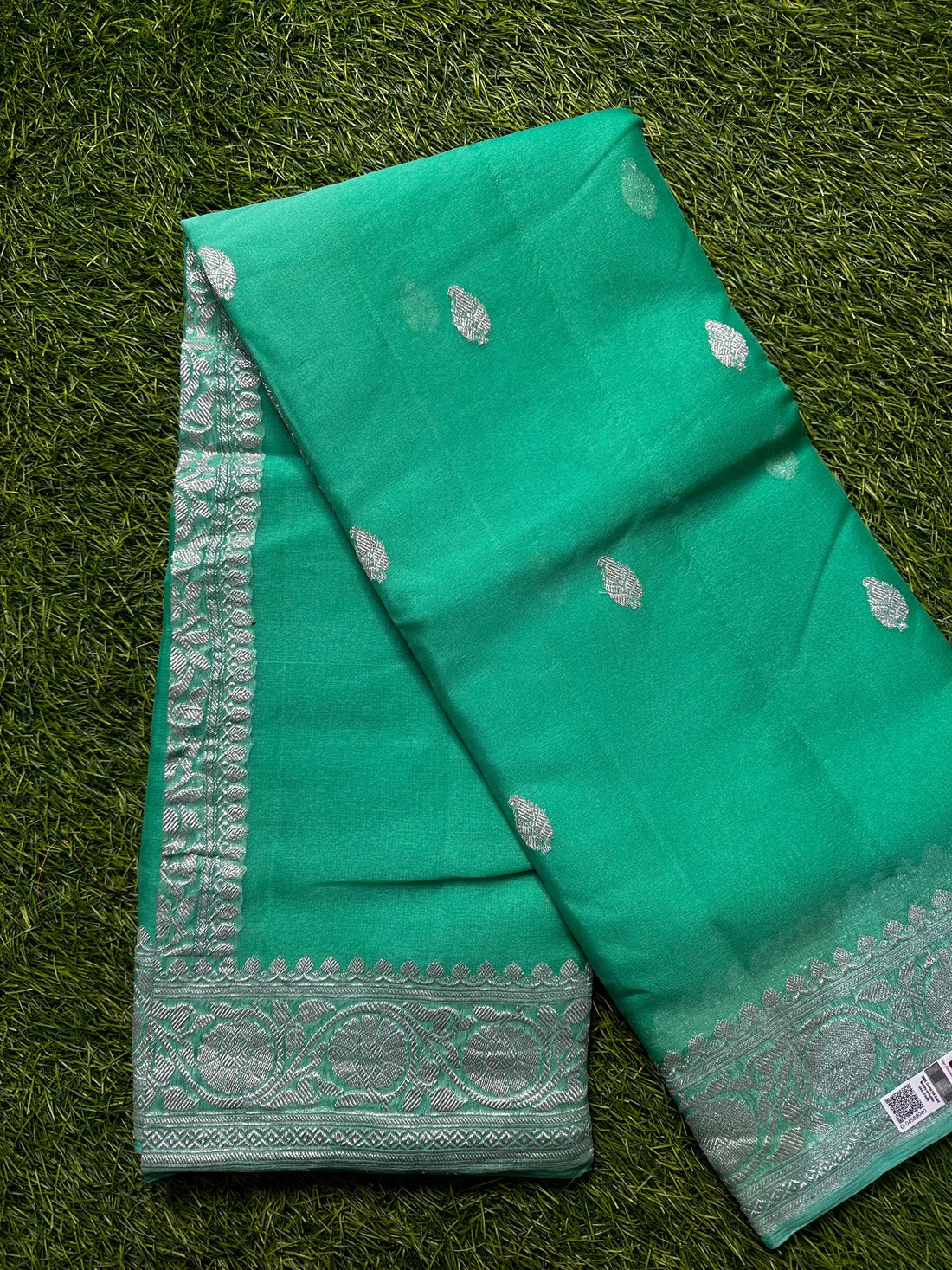 Distemper green pure Khadi chiffon