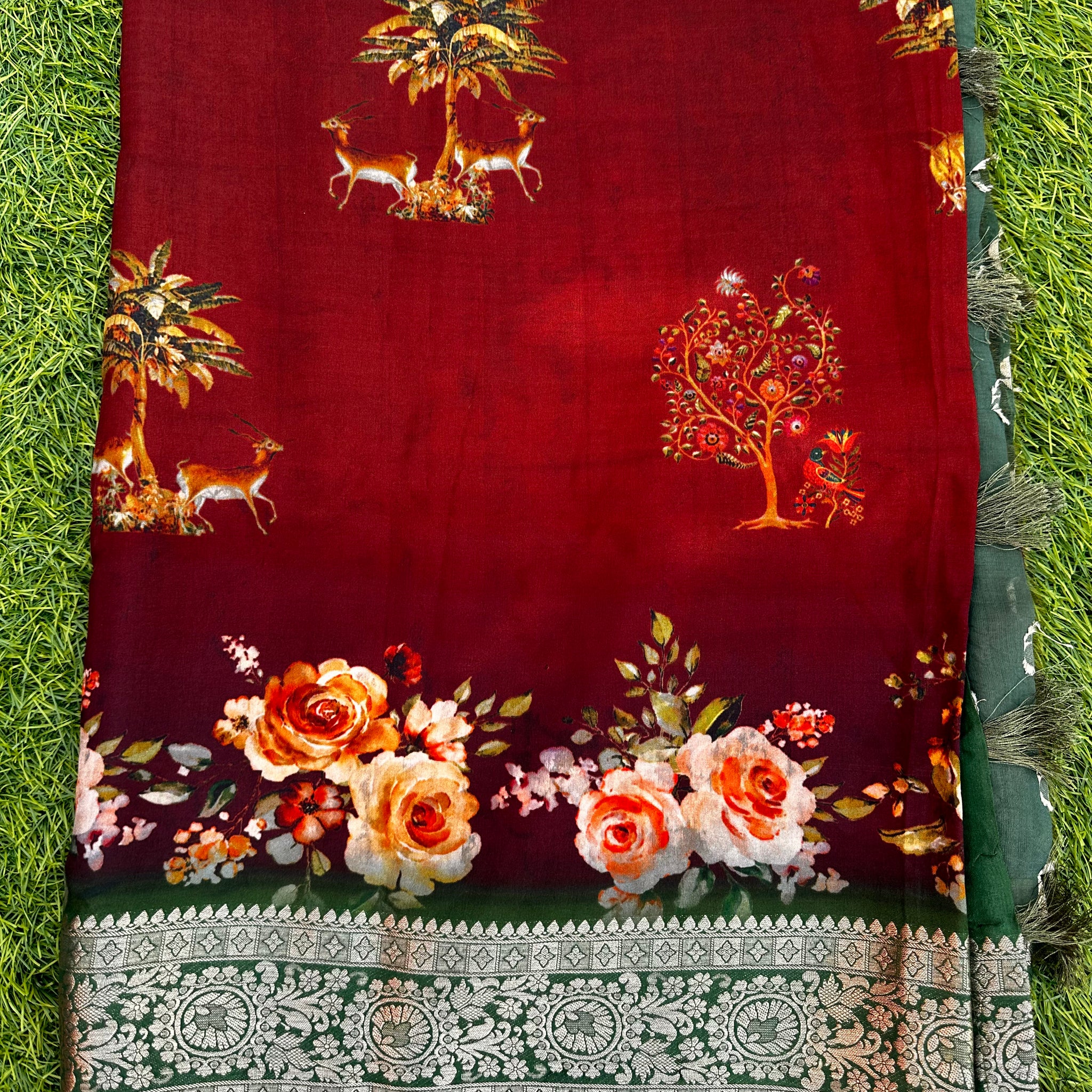 Dola crepe with kalamkari prints