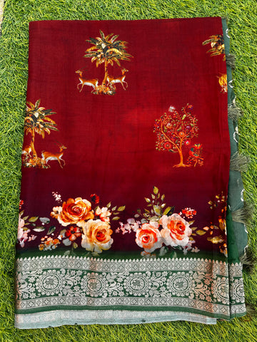 Dola crepe with kalamkari prints