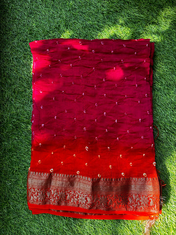 Chanderi silk with Bandini prints