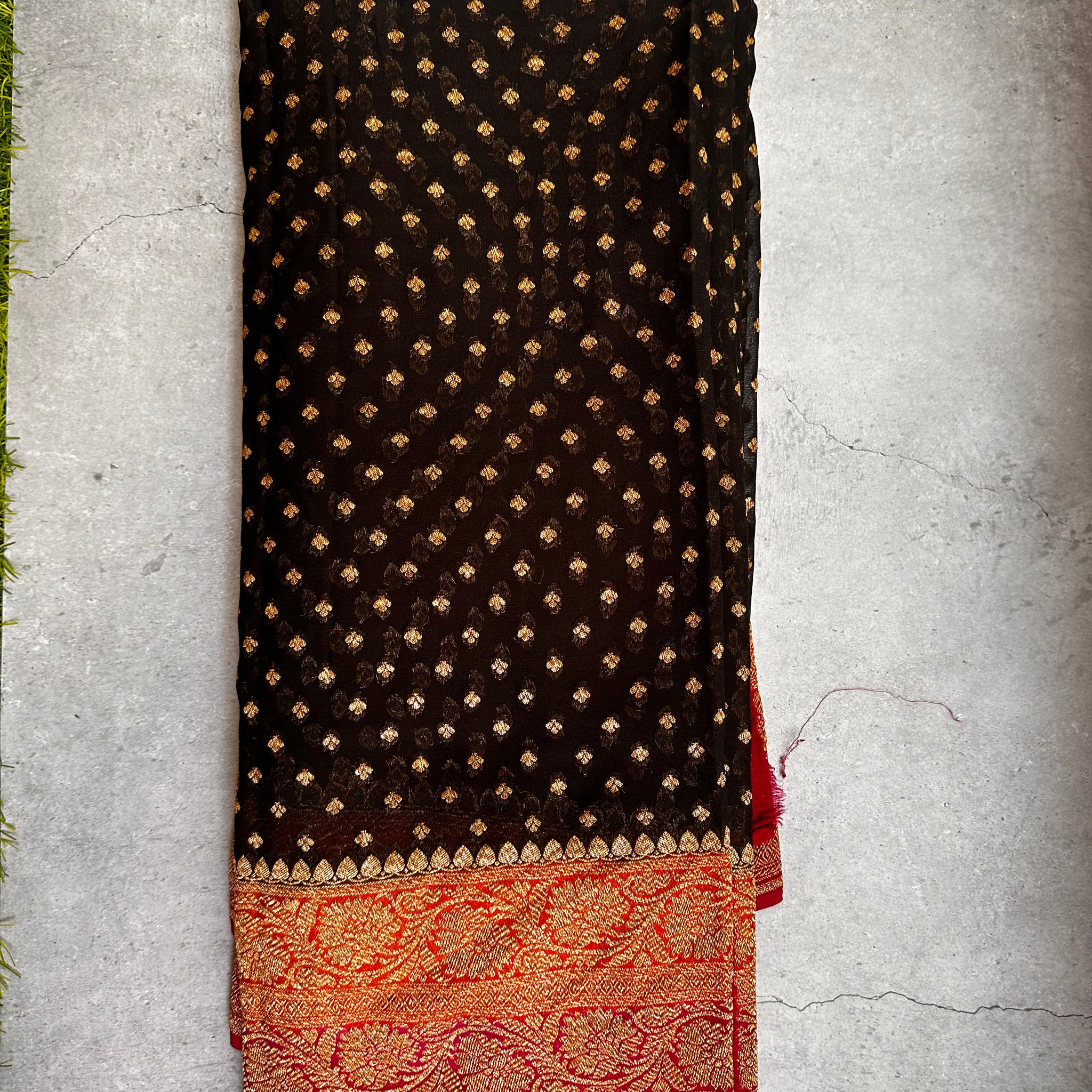 Black and pink pure Khadi georgette