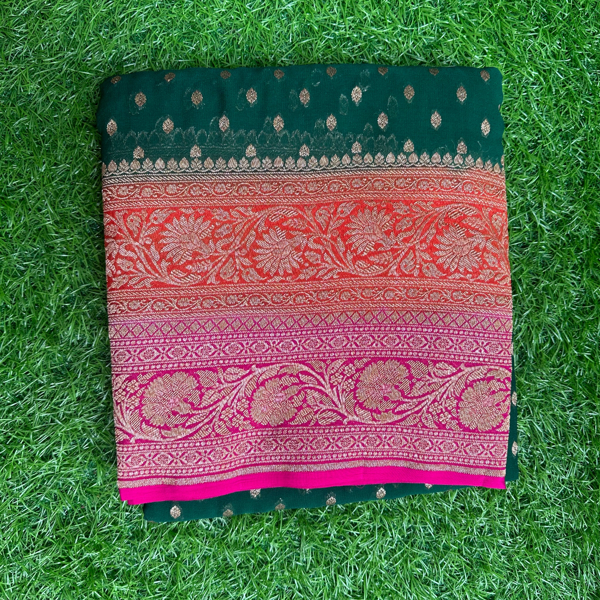 Pure Khadi georgette in 3D pattern