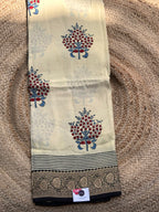 Half white and black pure Ajrak dola sarees
