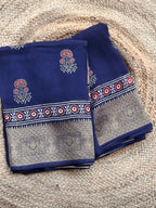 Deep blue pure Ajrak dola sarees
