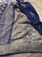 Deep blue pure Ajrak dola sarees