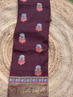 Deep brown pure Ajrak dola sarees