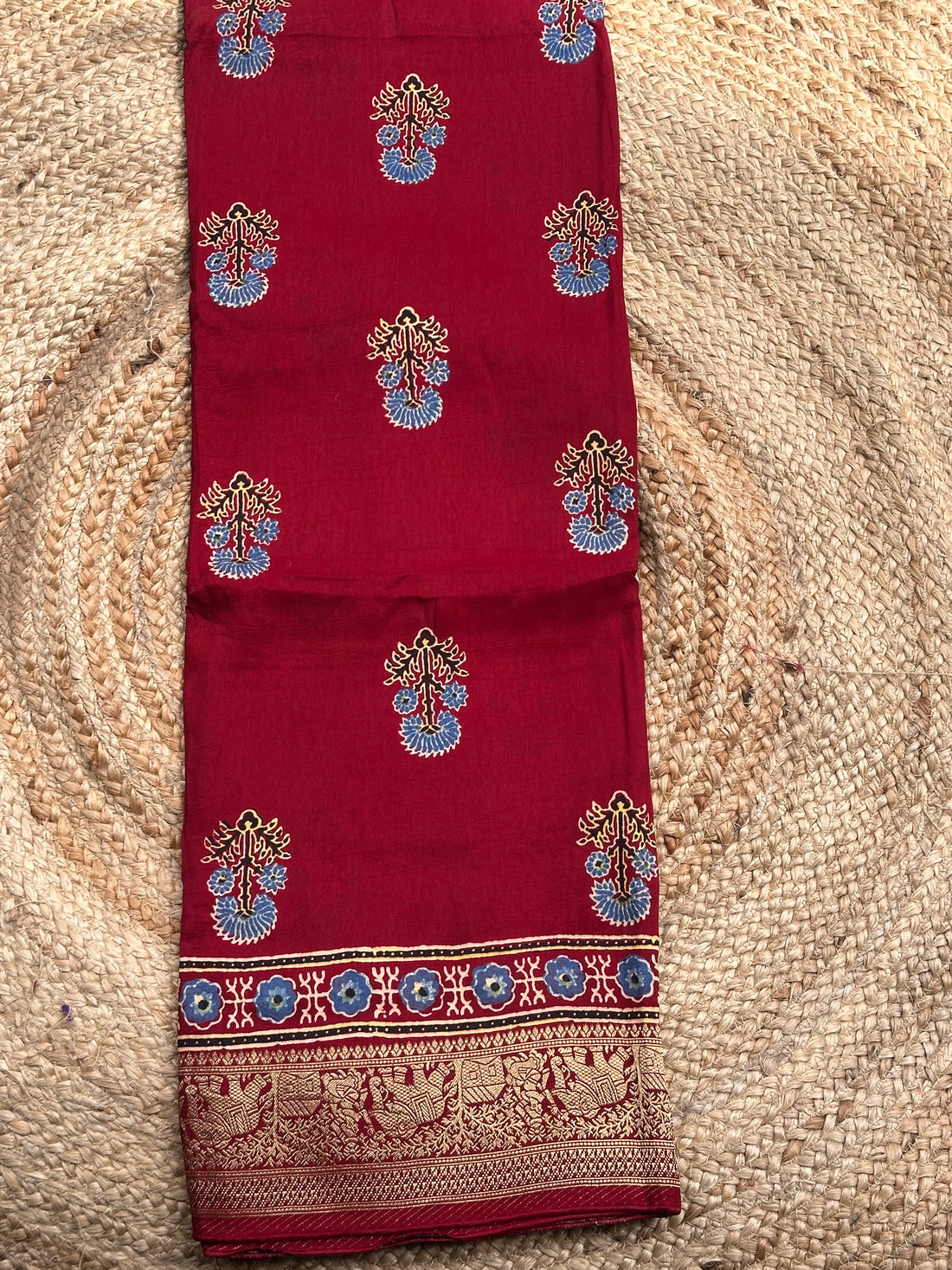 Maroon Ajrak dola silk sarees
