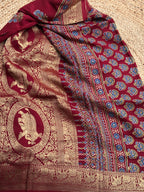 Maroon Ajrak dola silk sarees