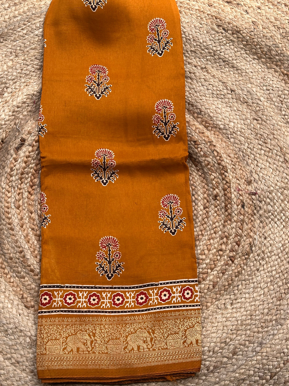 Mustard dola Ajrak silk sarees