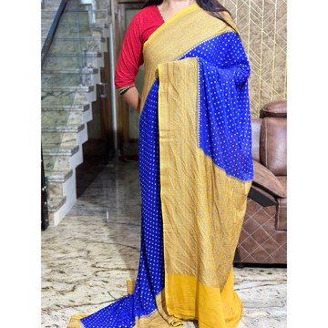 Blue and Green Khadi Georgette