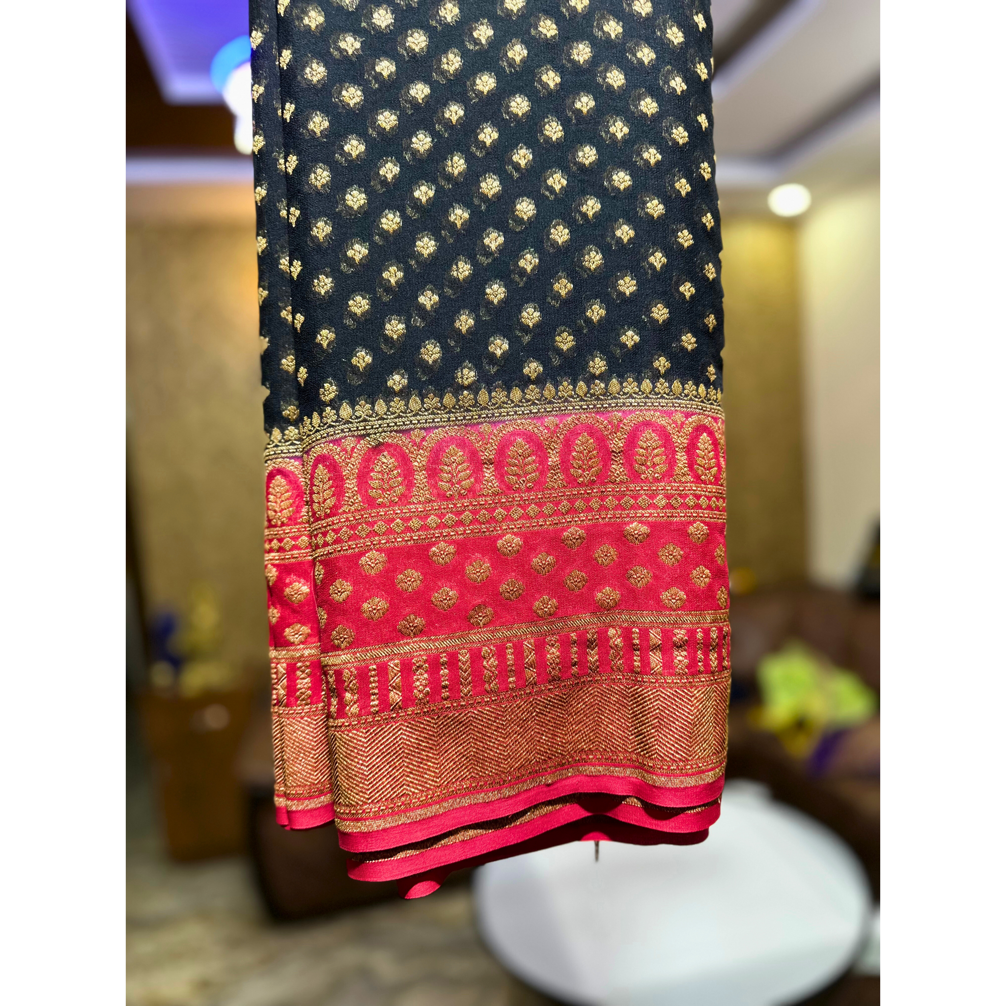 Black Khaddi Georgette Handloom Banarasi Saree