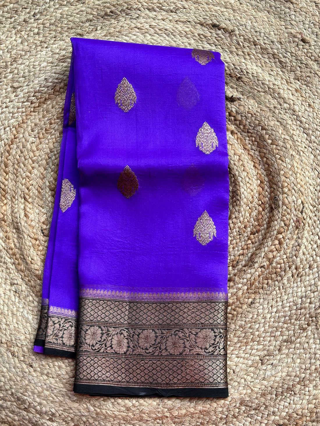 Lavender and black pure Kora organza Banaras silk sarees