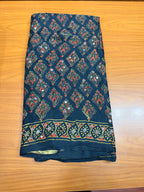 Green ajrak modal mirror work with tissue pallu