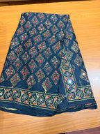 Green ajrak modal mirror work with tissue pallu