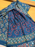 Green ajrak modal mirror work with tissue pallu