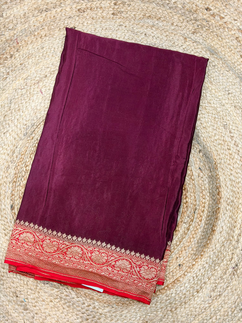 Deep wine with red pure crepe Banaras partley concept