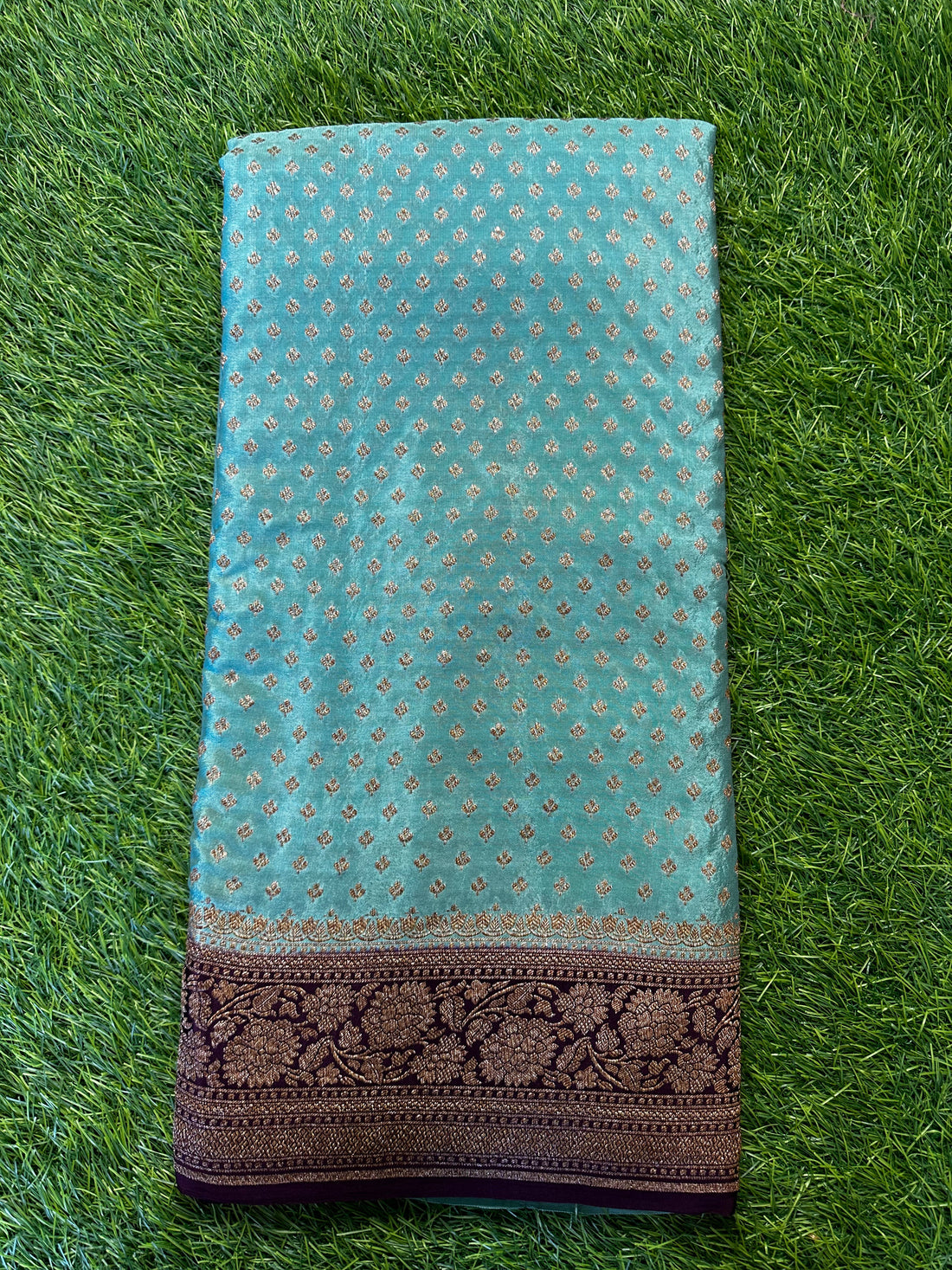 Sea green Pure crepe Banaras