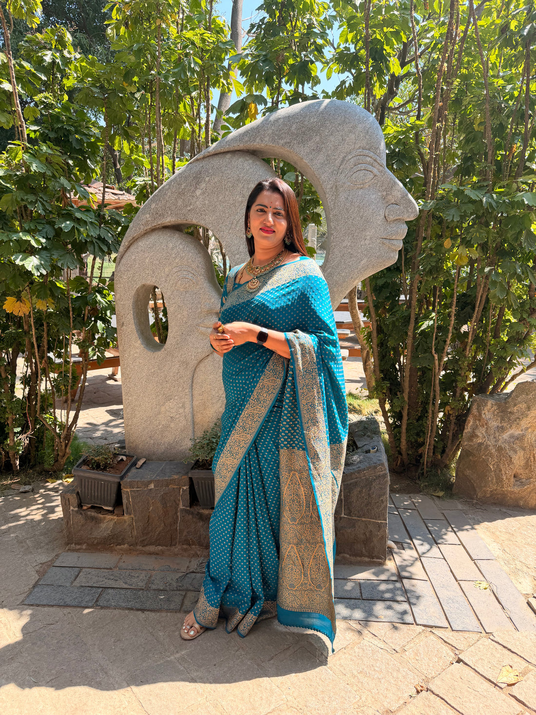 Peacock blue pure crepe banaras silk sarees