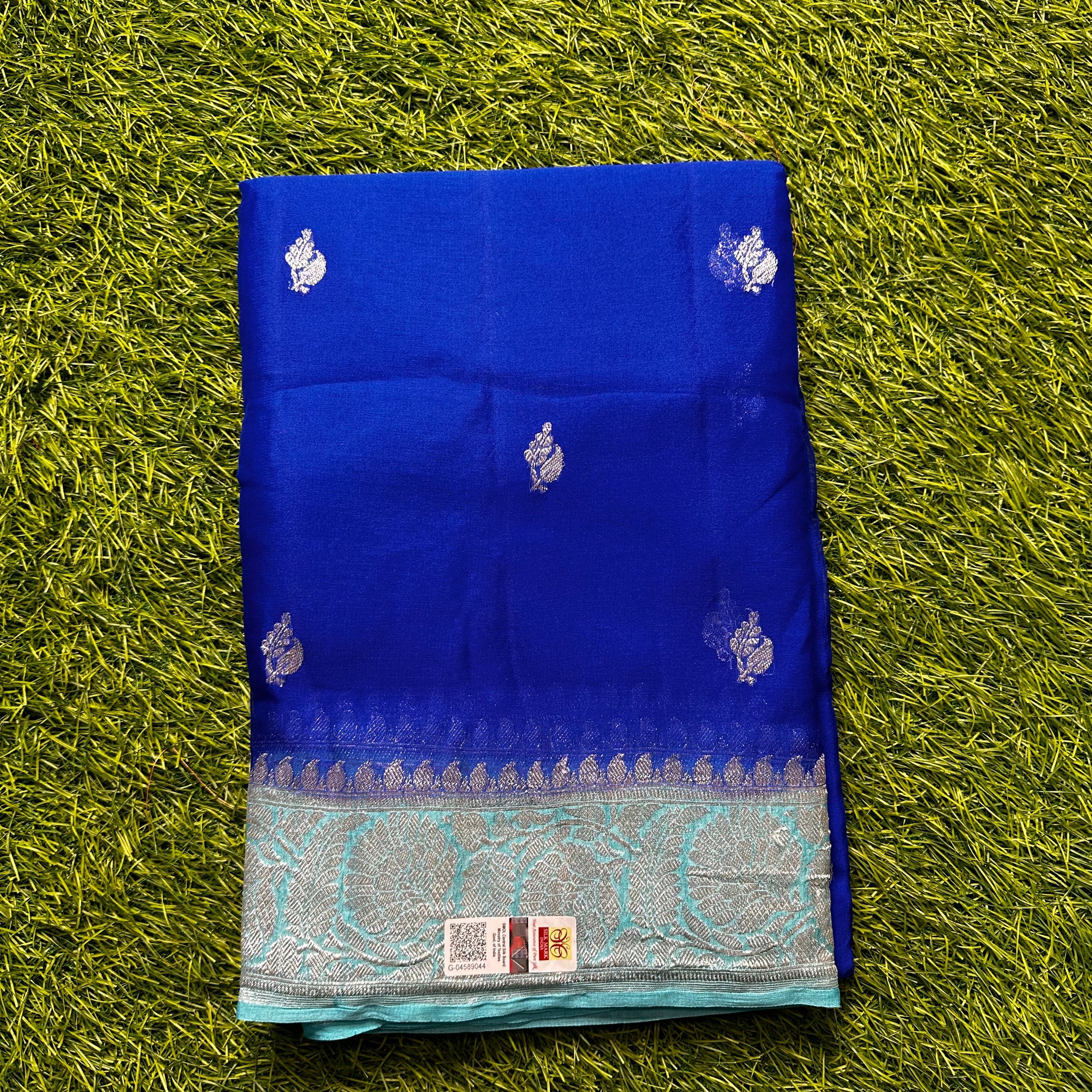 Royal blue pure Khadi chiffon