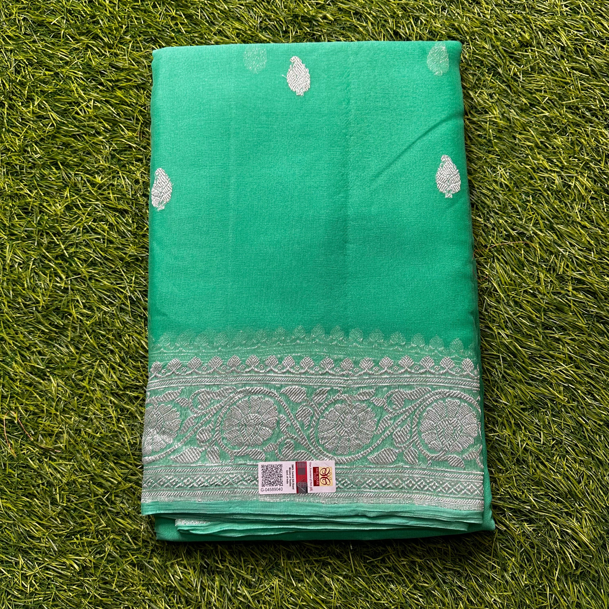 Distemper green pure Khadi chiffon