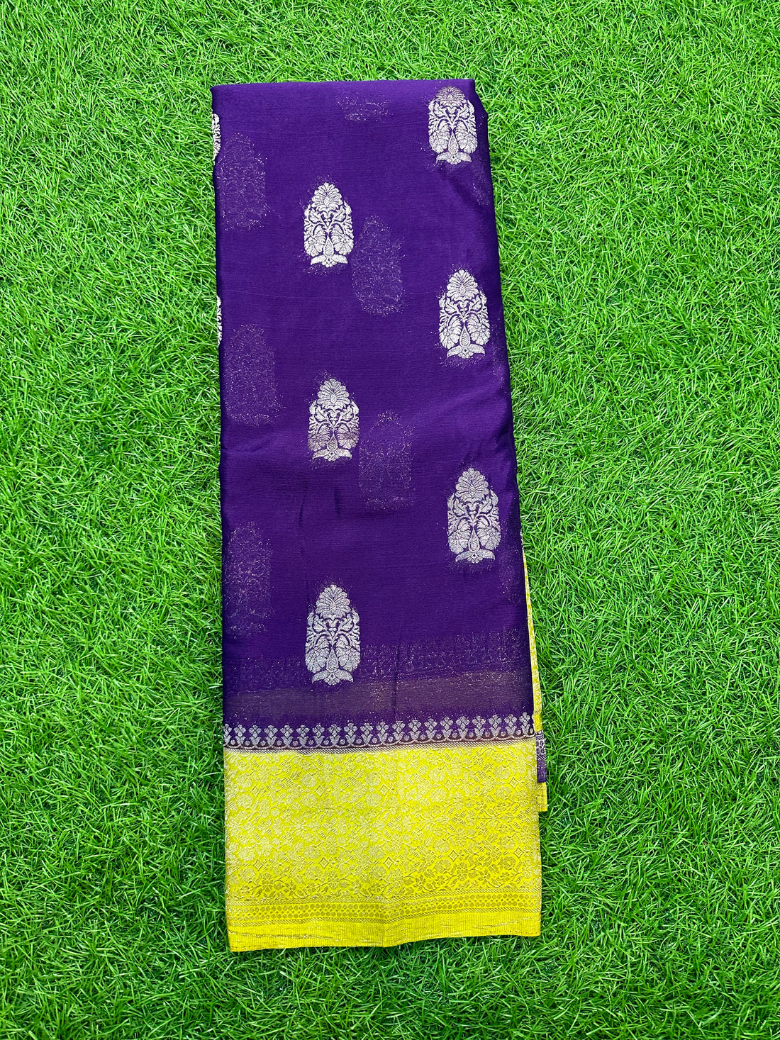 Purple and yellow soft crepe big butta