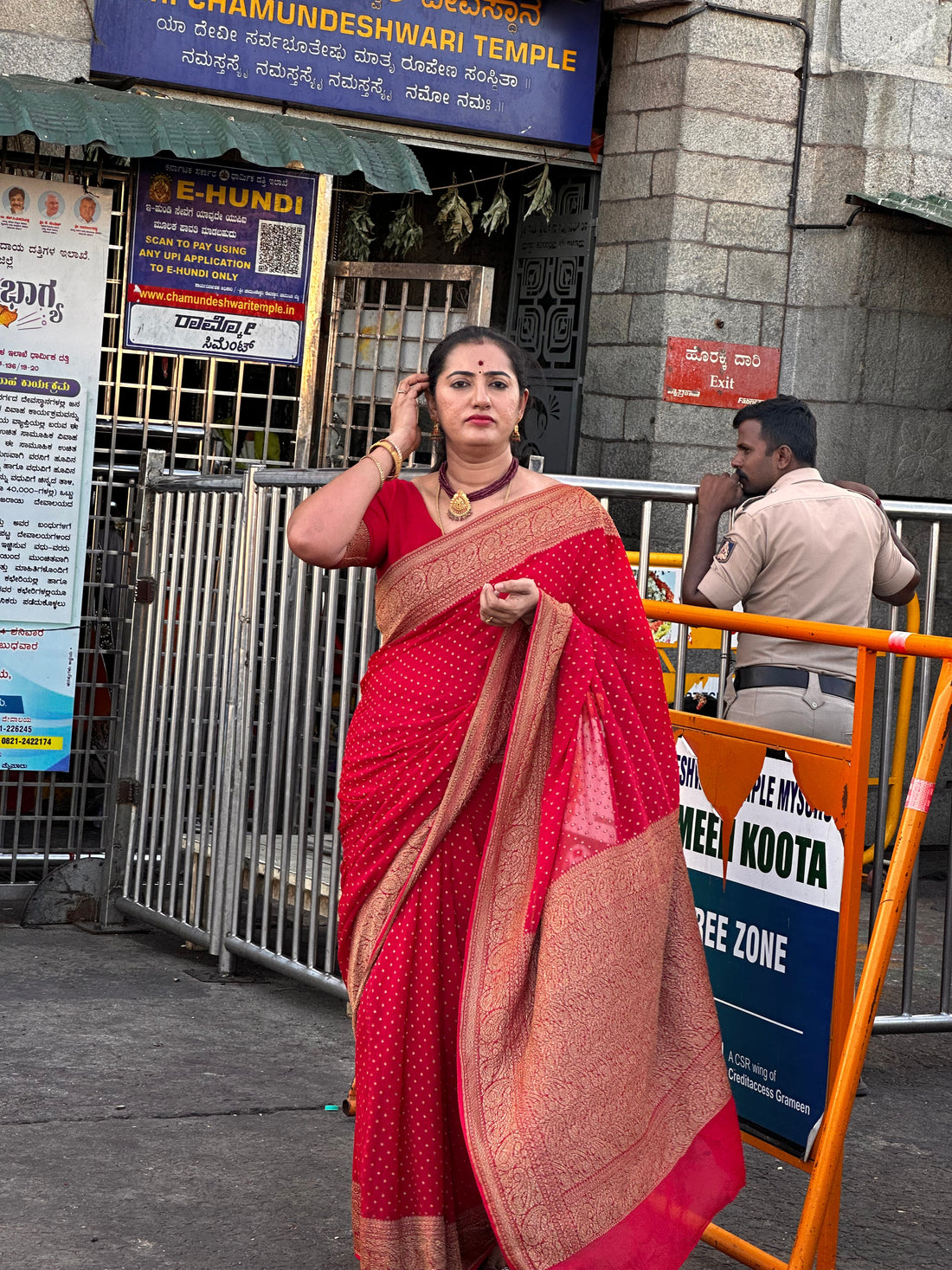 Red Pure Khadi georgette