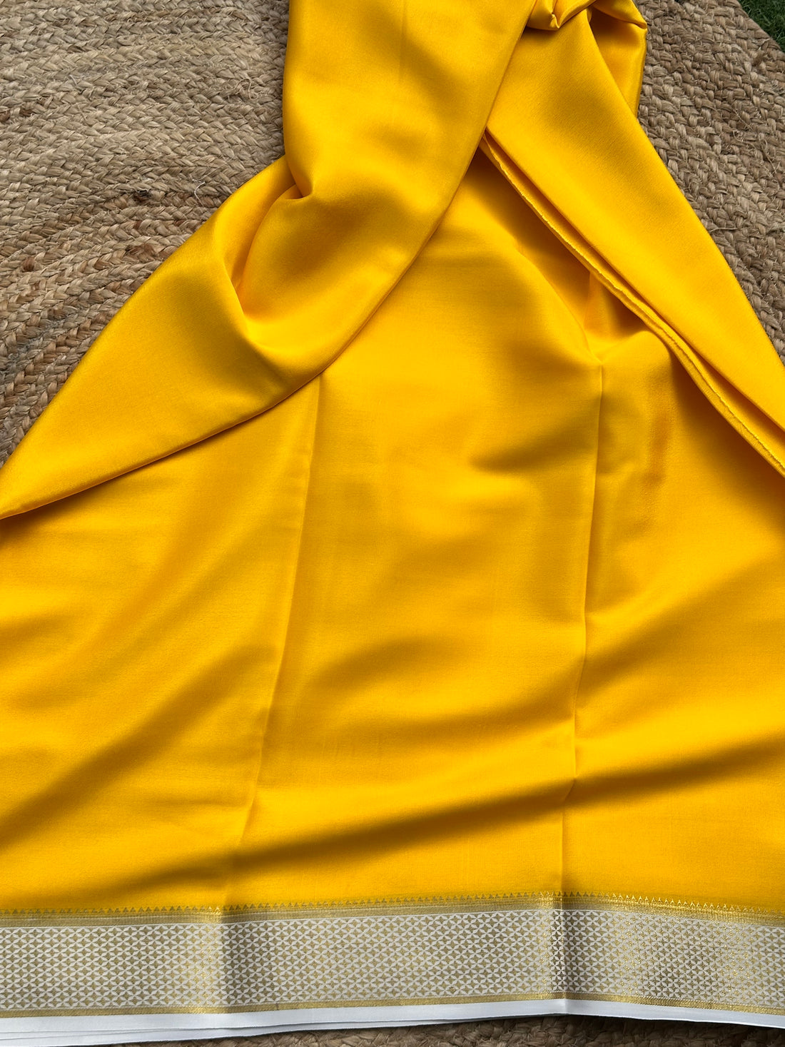 Yellow and white pure crepe Mysore silk sarees