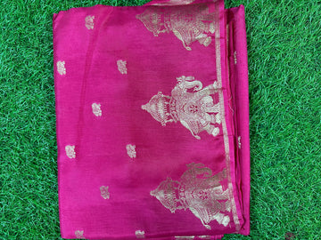 Dola silk in elephant border in pink colour