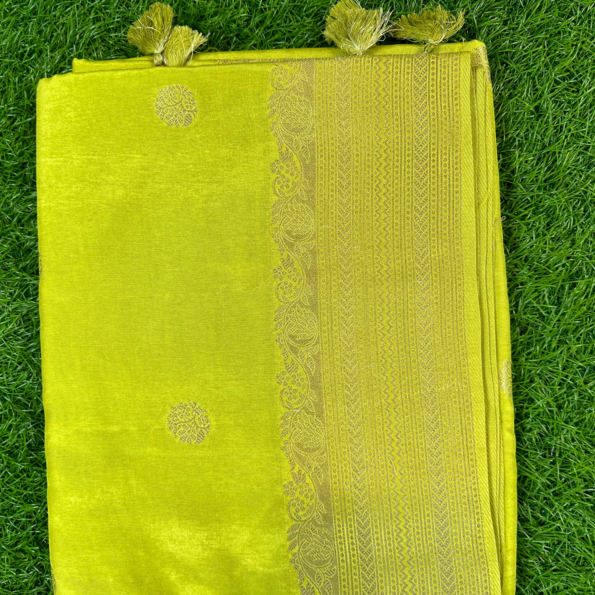 Dola silk saree in neon green colour