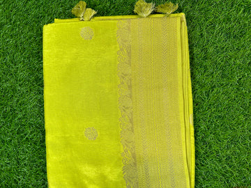 Dola silk saree in neon green colour