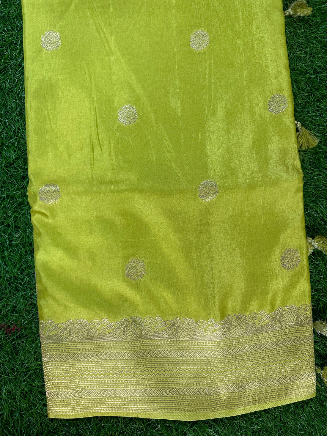 Dola silk saree in neon green colour