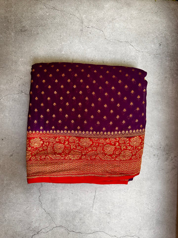 Purple pure Khadi georgette