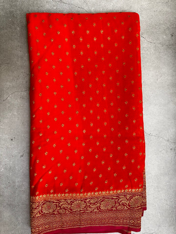 Orange pure khaddi Georgette