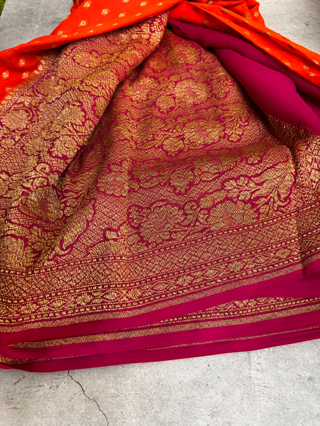 Orange pure khaddi Georgette