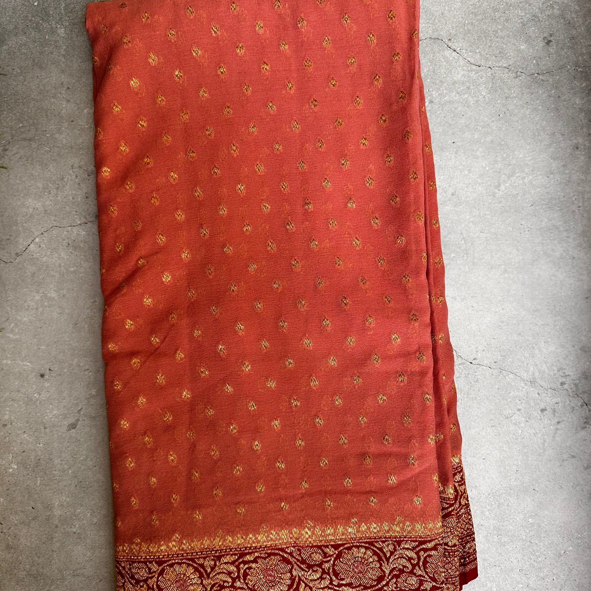 Orange with pink Pure Khadi georgette