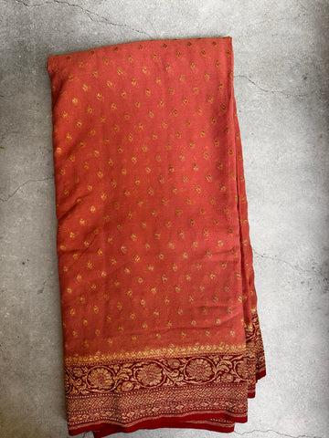 Orange with pink Pure Khadi georgette