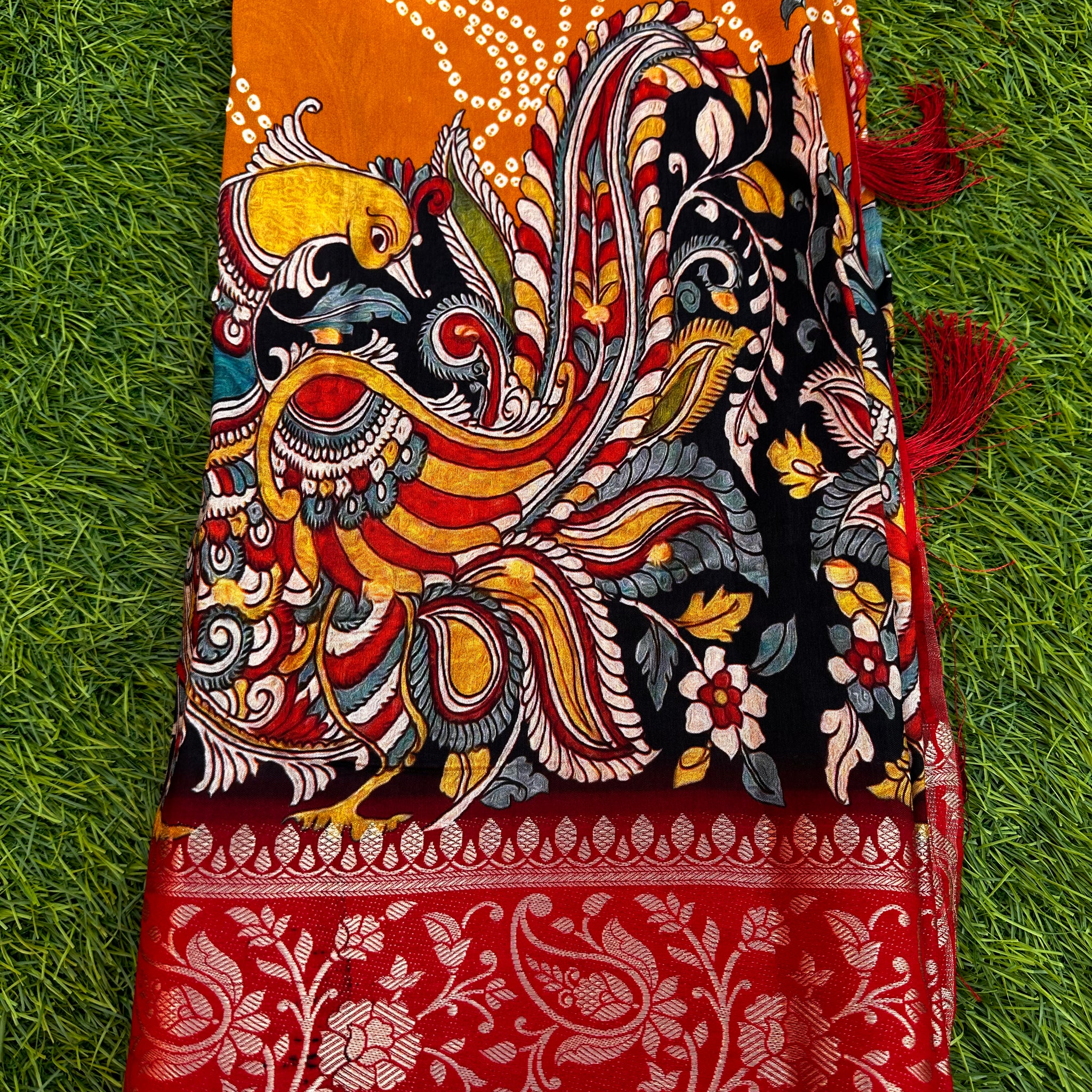 Dola crepe with kalamkari design