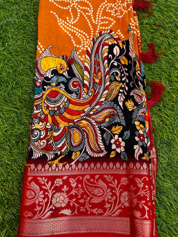 Dola crepe with kalamkari design